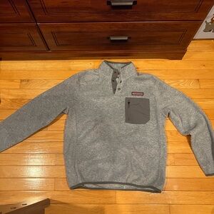 Vineyard Vines Gray Fleece with Pink Logo Patch